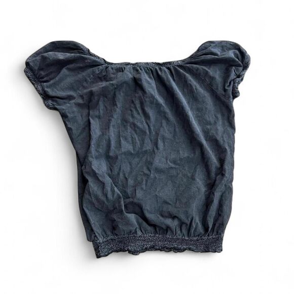 y2k fairy grunge lettuce hem black blouse - Picture 2 of 2